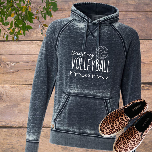 Vintage Fleece Hooded Sweatshirt-Volleyball Mom