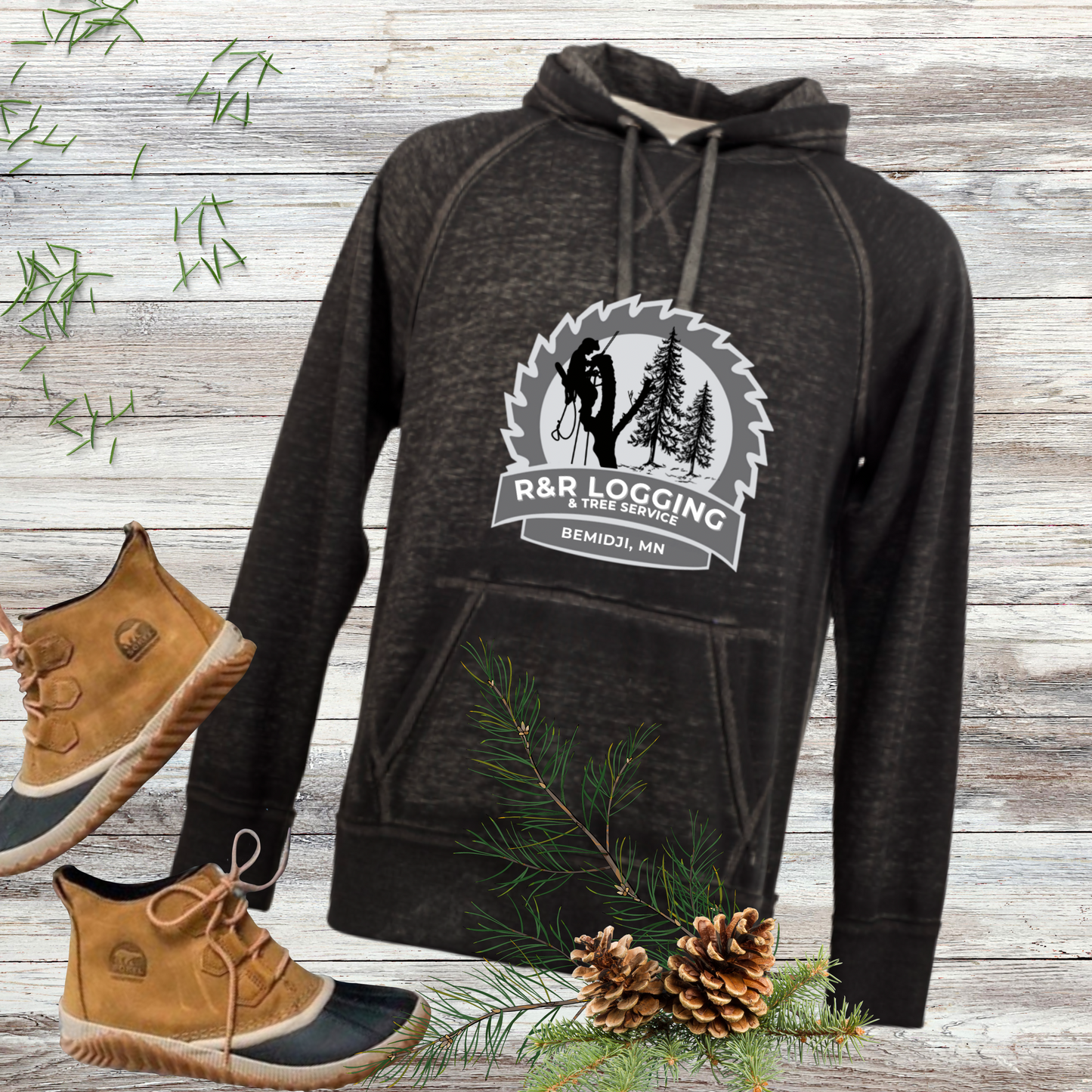 *R&R Logging & Trees Service Vintage Fleece Hooded Sweatshirt